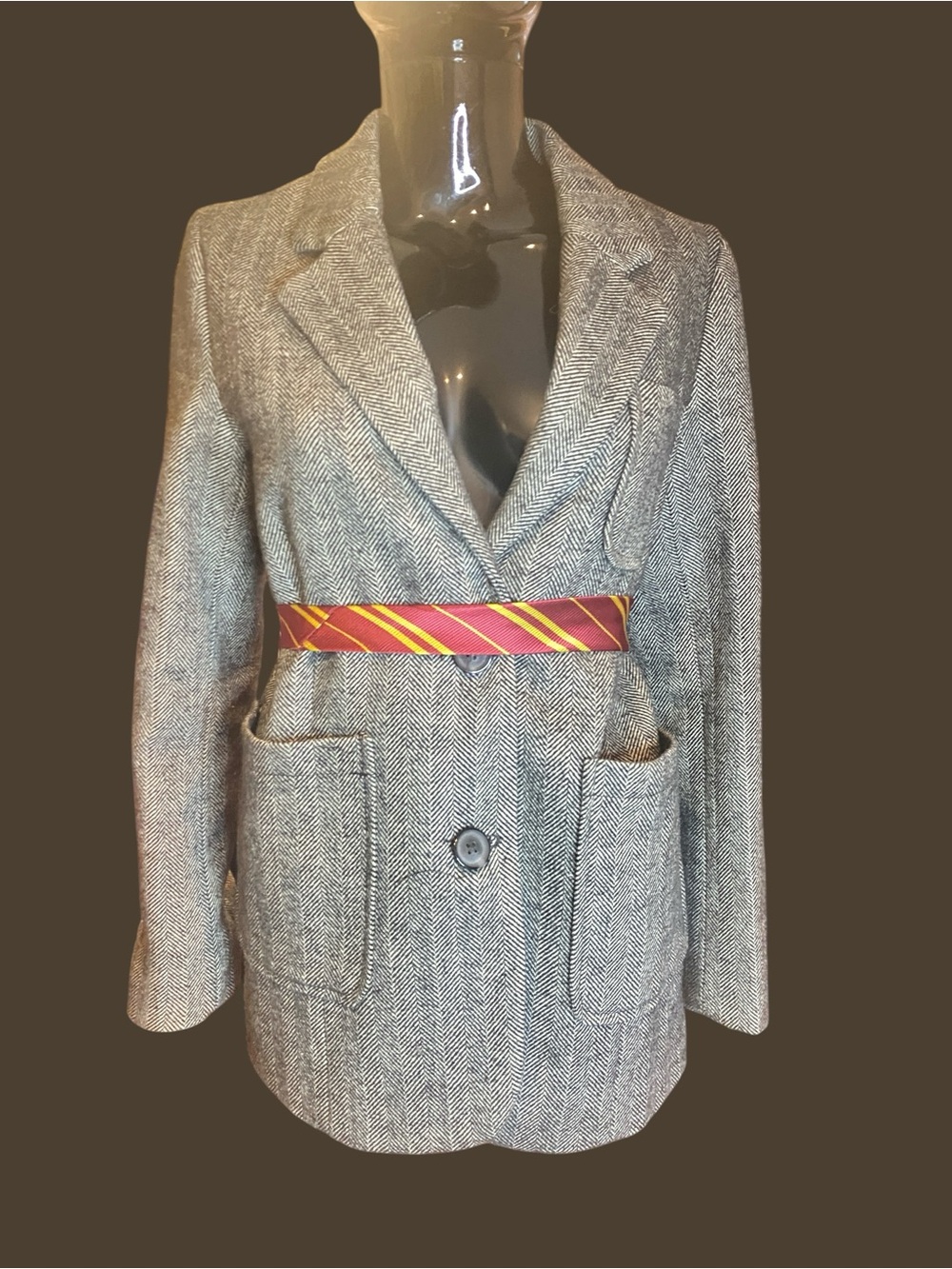 Womens Vintage Chevron Print Wool Blazer